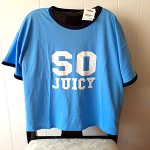 NWT*SO JUICY blue cropped graphic tee*XS